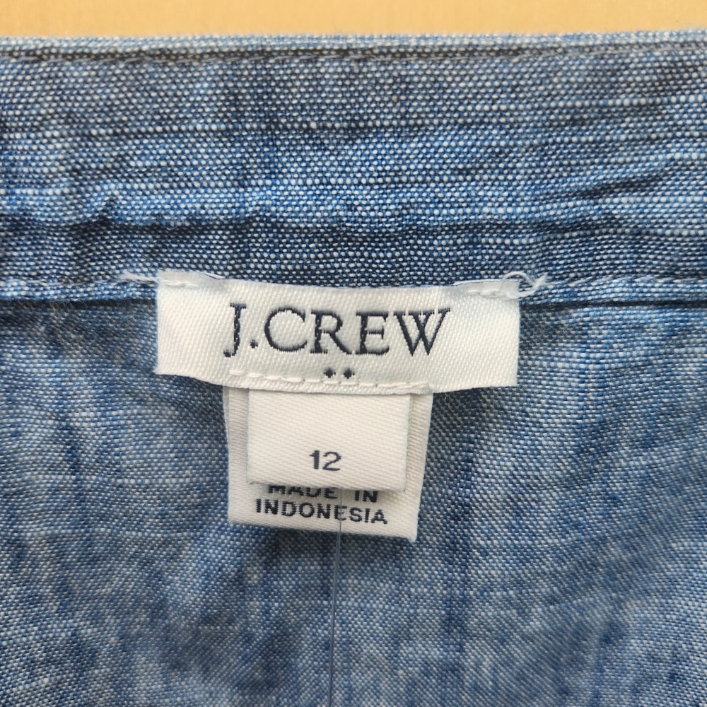 NWT J Crew Factory Chambray Button Front Dress - Size 12 - Picture 8 of 12